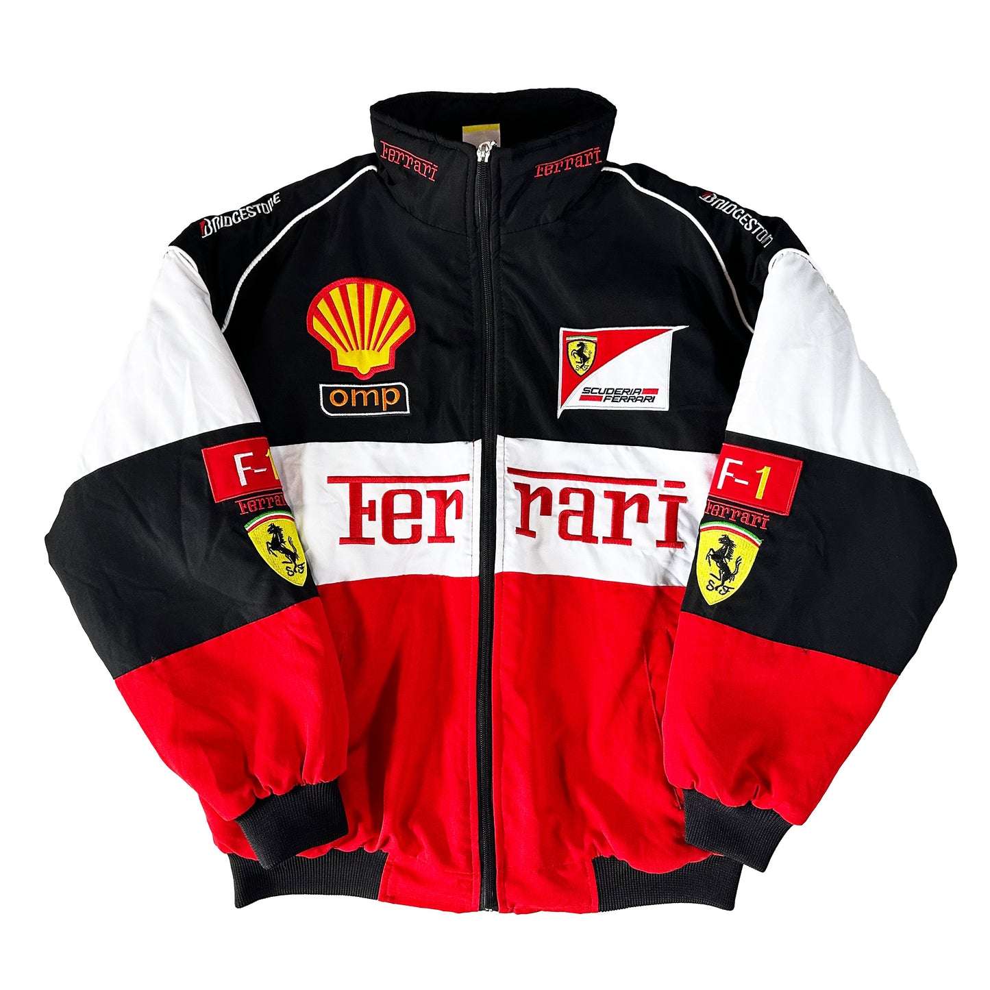 Ferrari Racing Jacket, Embroidered Unisex Jacket - Shell White