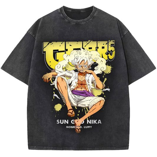 One Piece Luffy Nika Form T-shirt, Vintage Anime T shirt, Unisex Short Sleeve