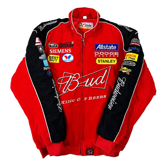 Budweiser Racing Jacket, Embroidered Unisex Jacket - Red