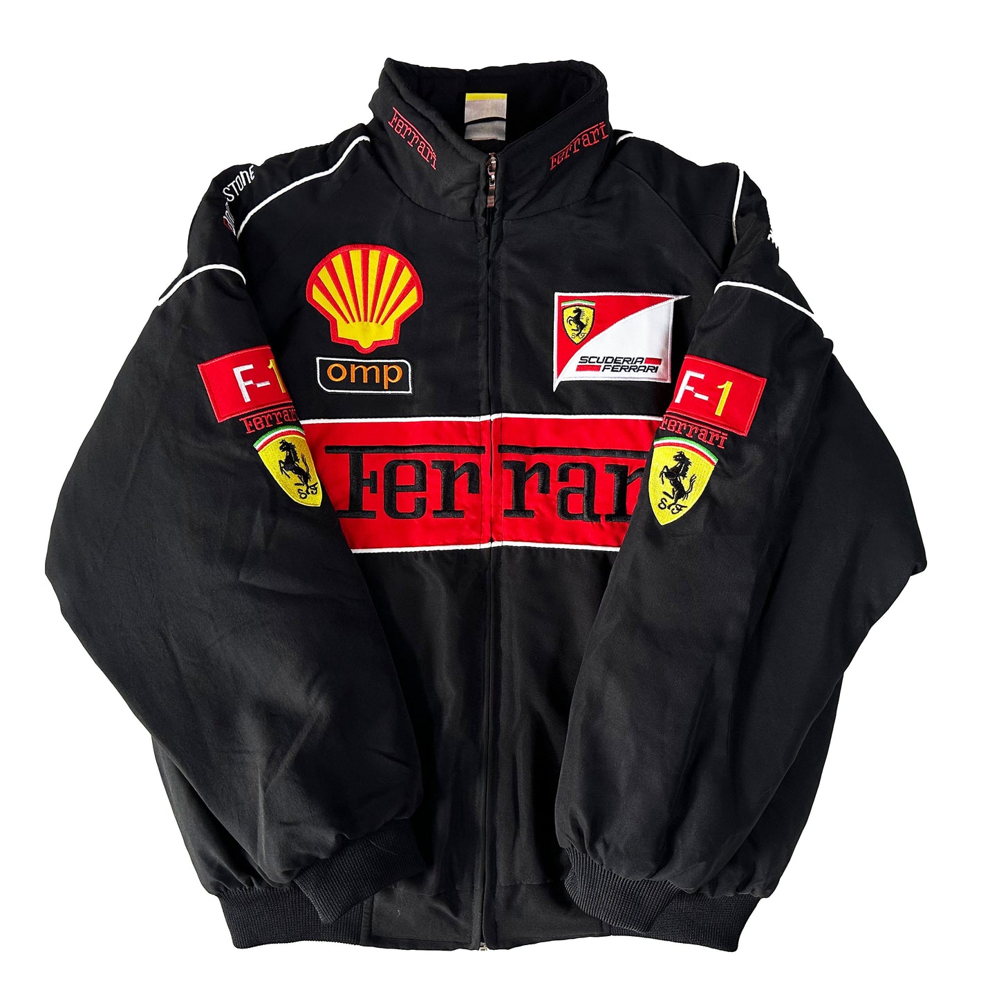 Ferrari Racing Jacket, Embroidered Unisex Jacket - Shell Black