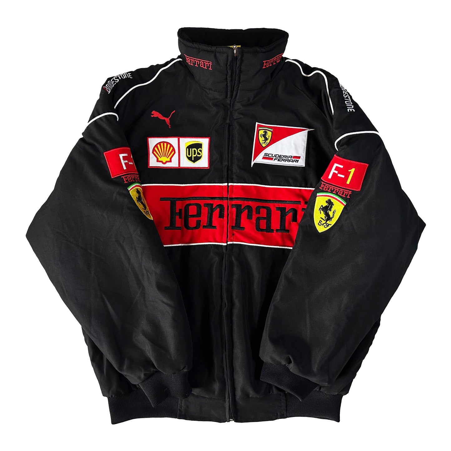 Ferrari Racing Jacket, Embroidered Unisex Jacket - Black