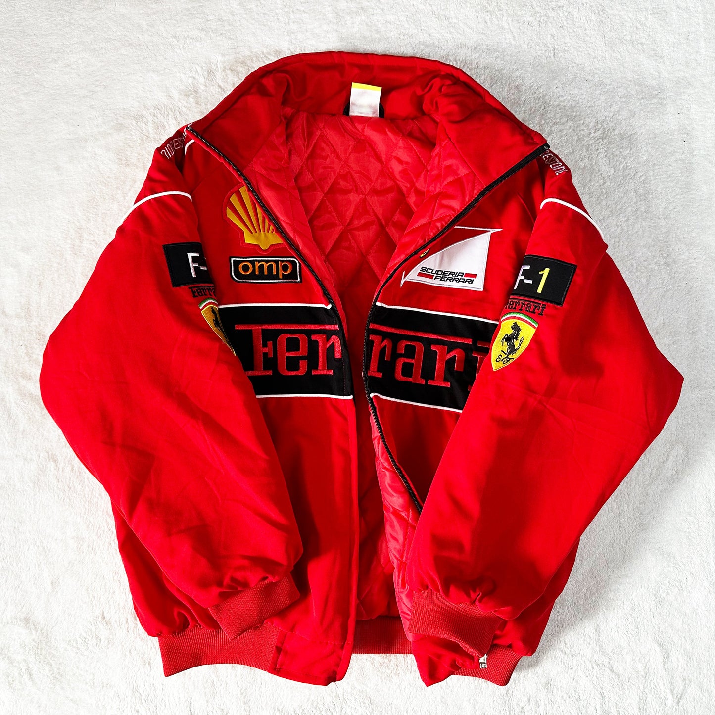 Ferrari Racing Jacket, Embroidered Unisex Jacket - Shell Red