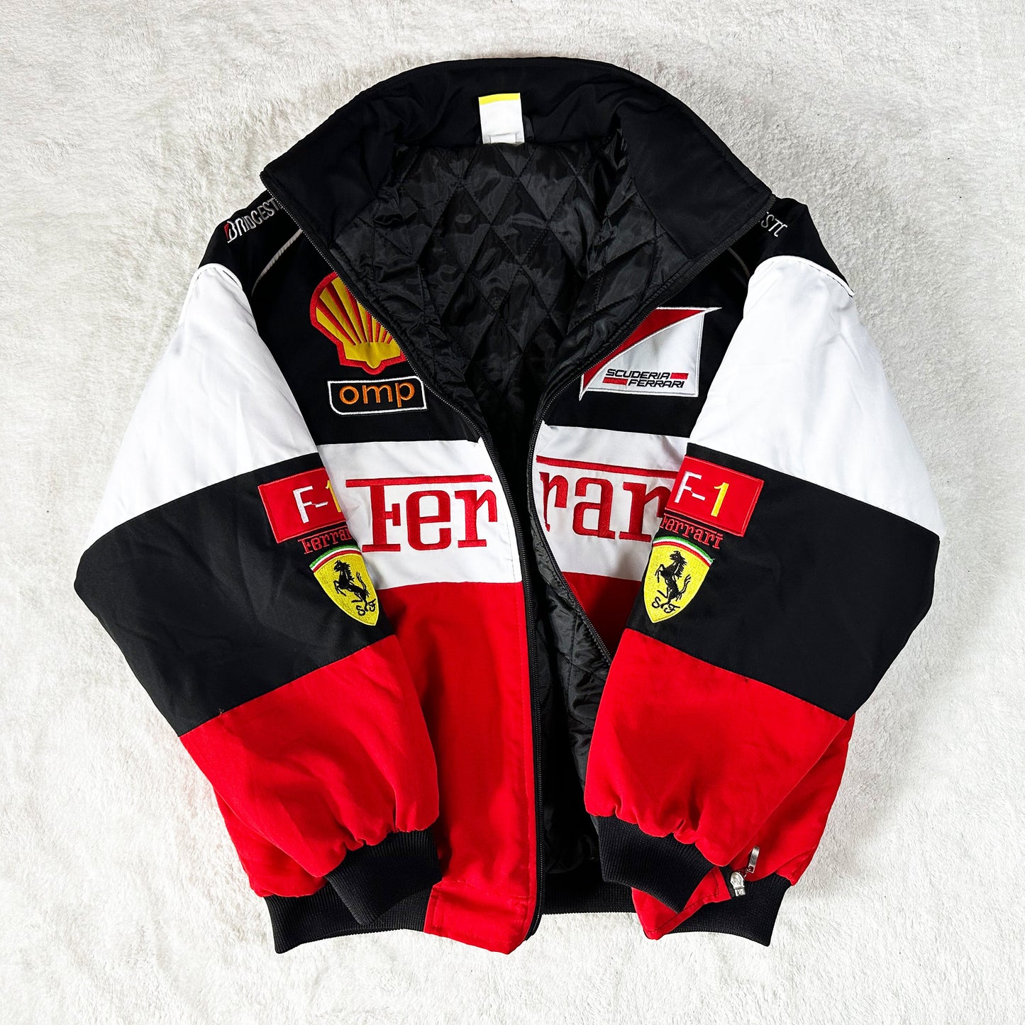 Ferrari Racing Jacket, Embroidered Unisex Jacket - Shell White