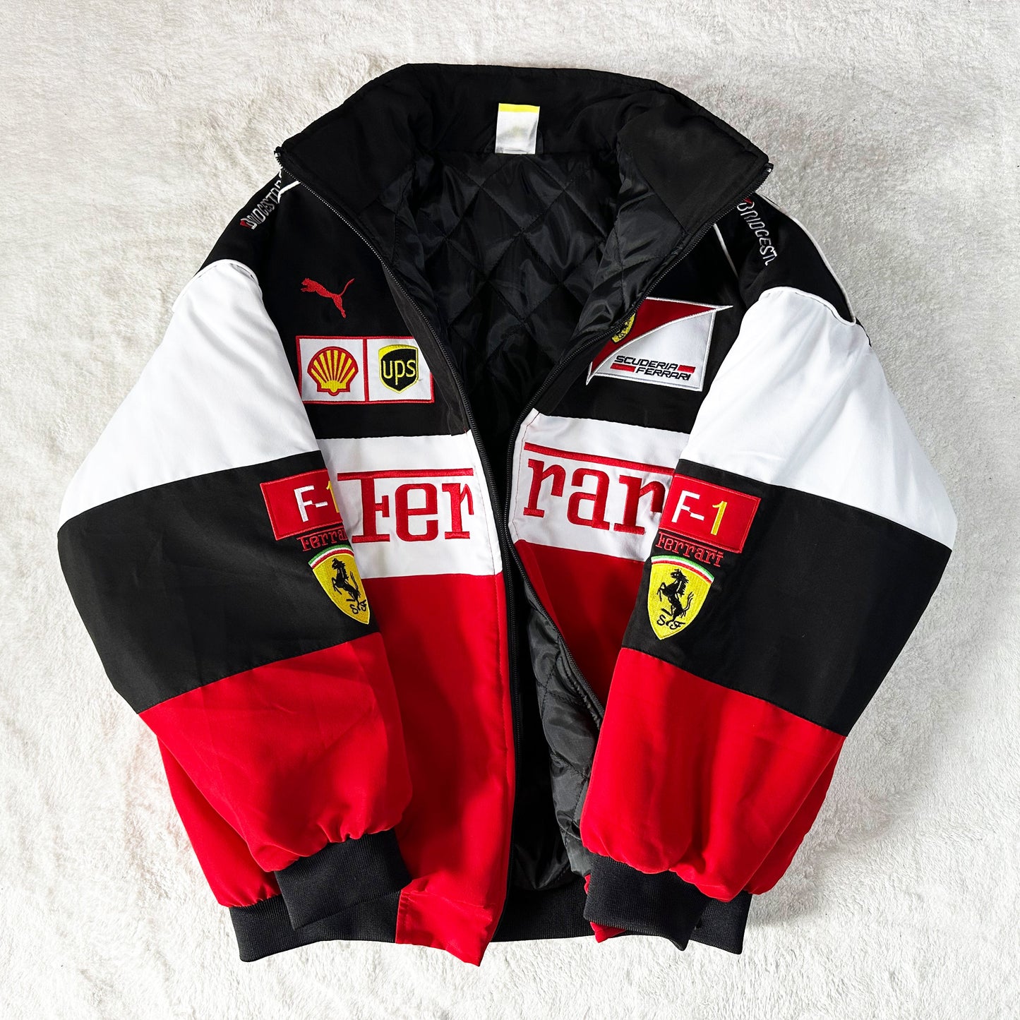 Ferrari Racing Jacket, Embroidered Unisex Jacket - White