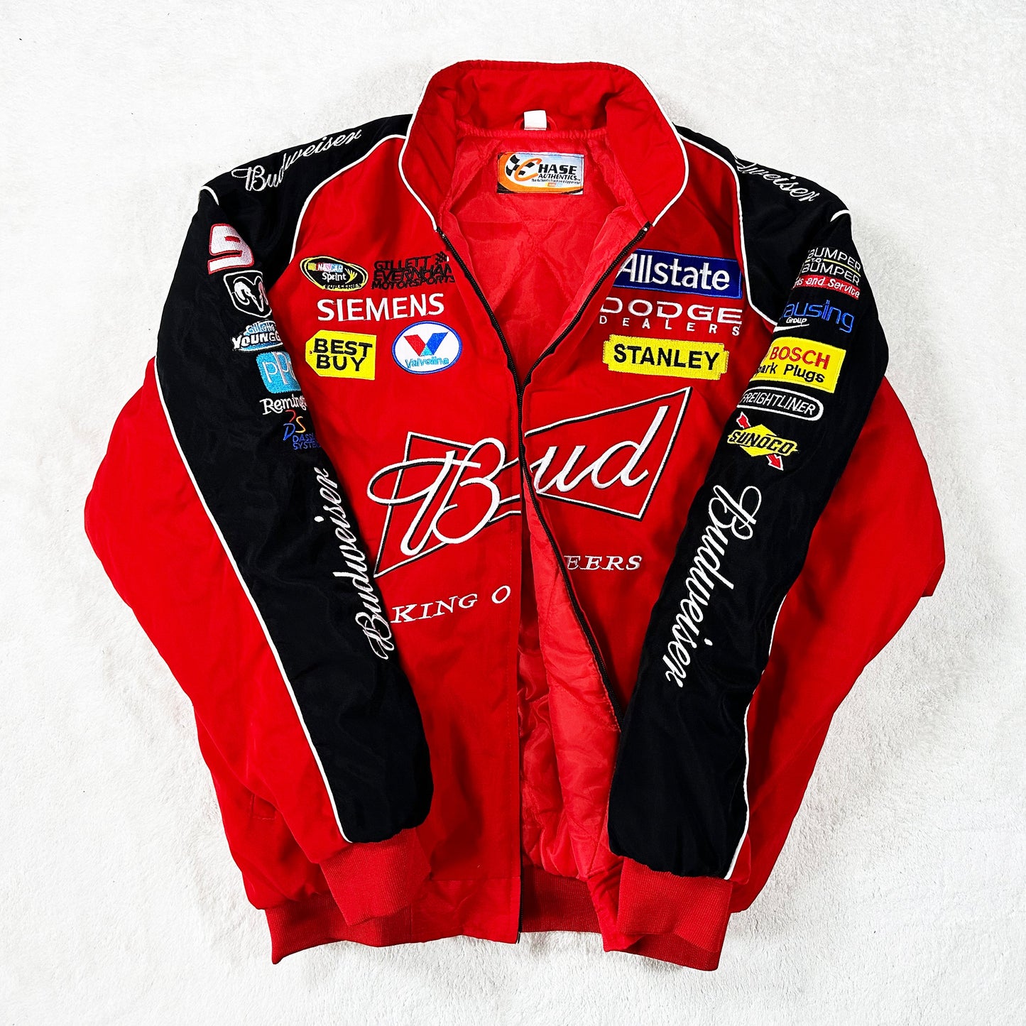 Budweiser Racing Jacket, Embroidered Unisex Jacket - Red