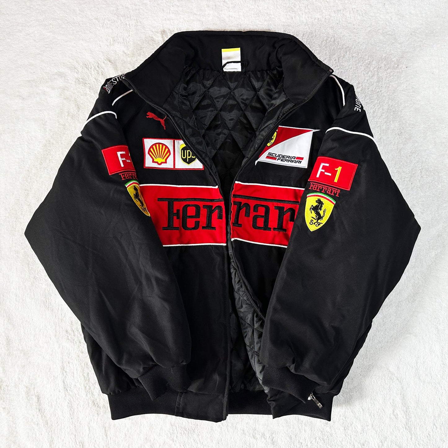 Ferrari Racing Jacket, Embroidered Unisex Jacket - Black