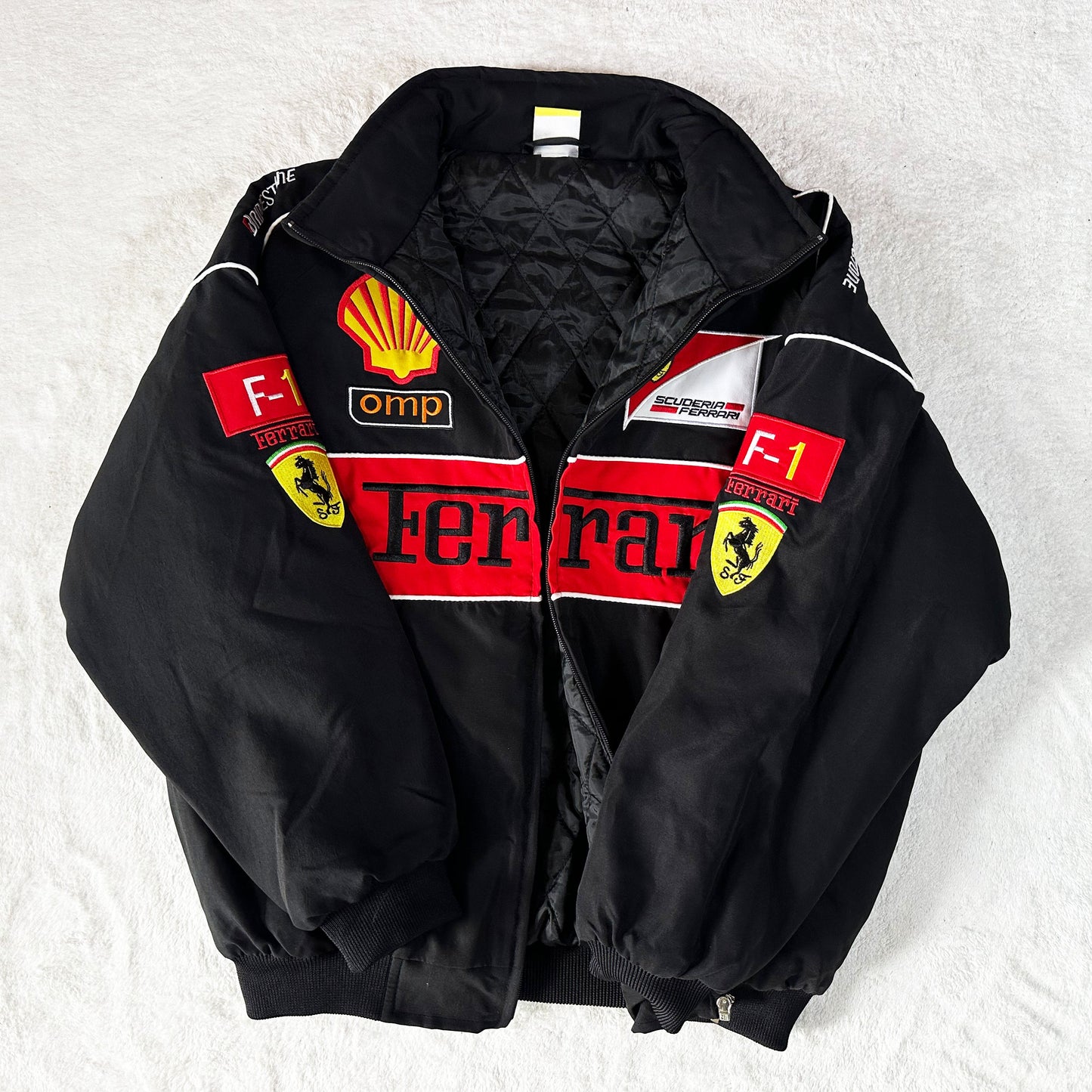 Ferrari Racing Jacket, Embroidered Unisex Jacket - Shell Black