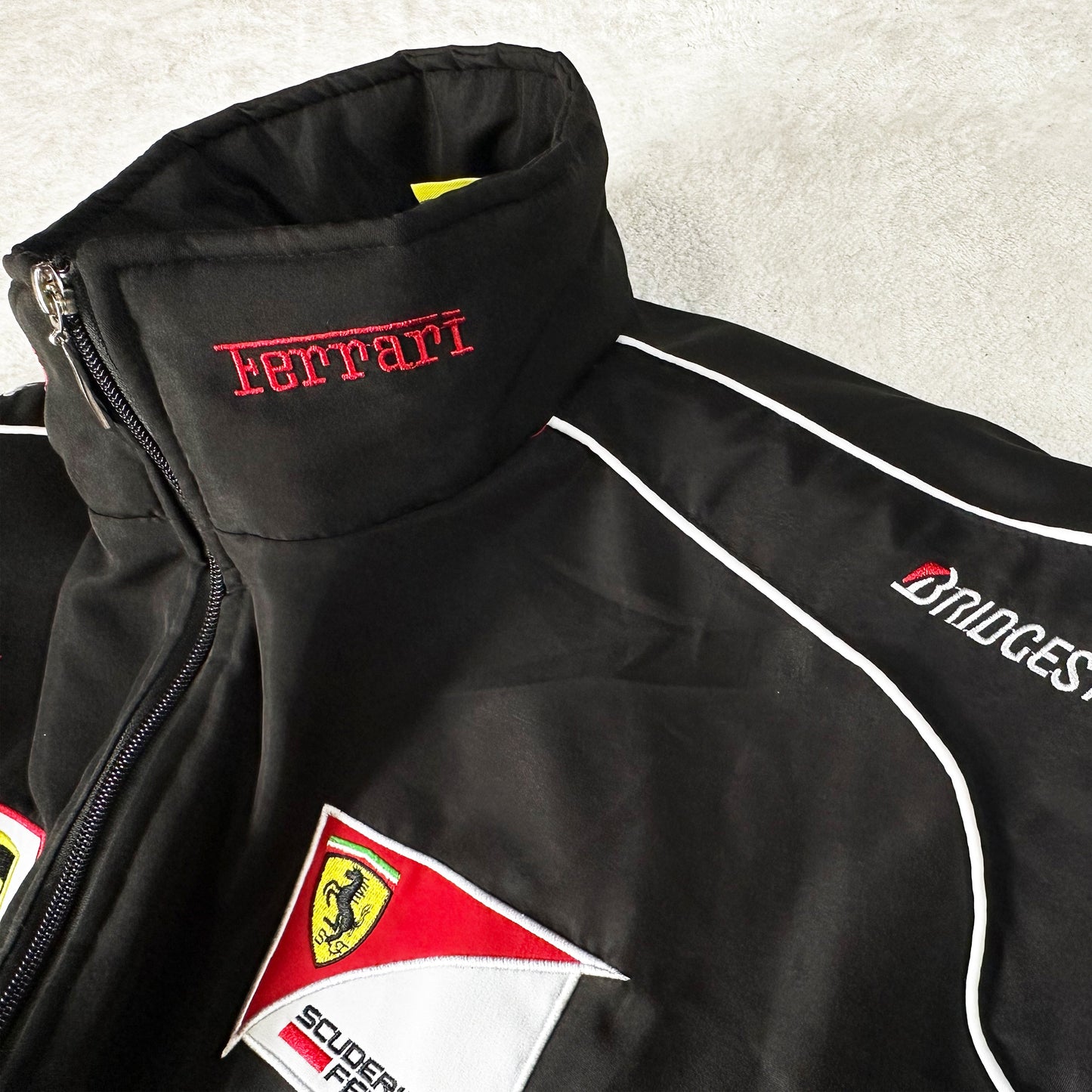 Ferrari Racing Jacket, Embroidered Unisex Jacket - White