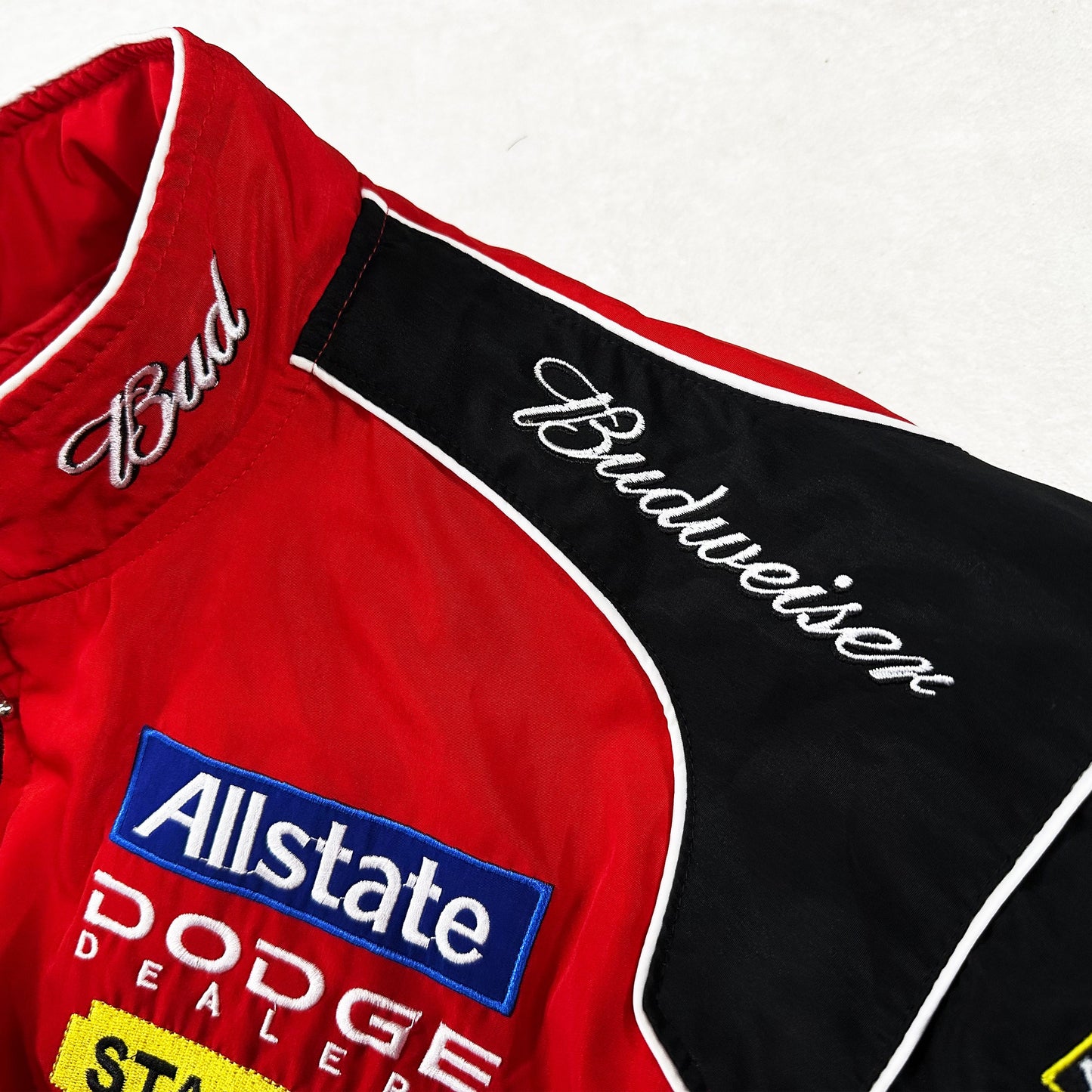 Budweiser Racing Jacket, Embroidered Unisex Jacket - Red