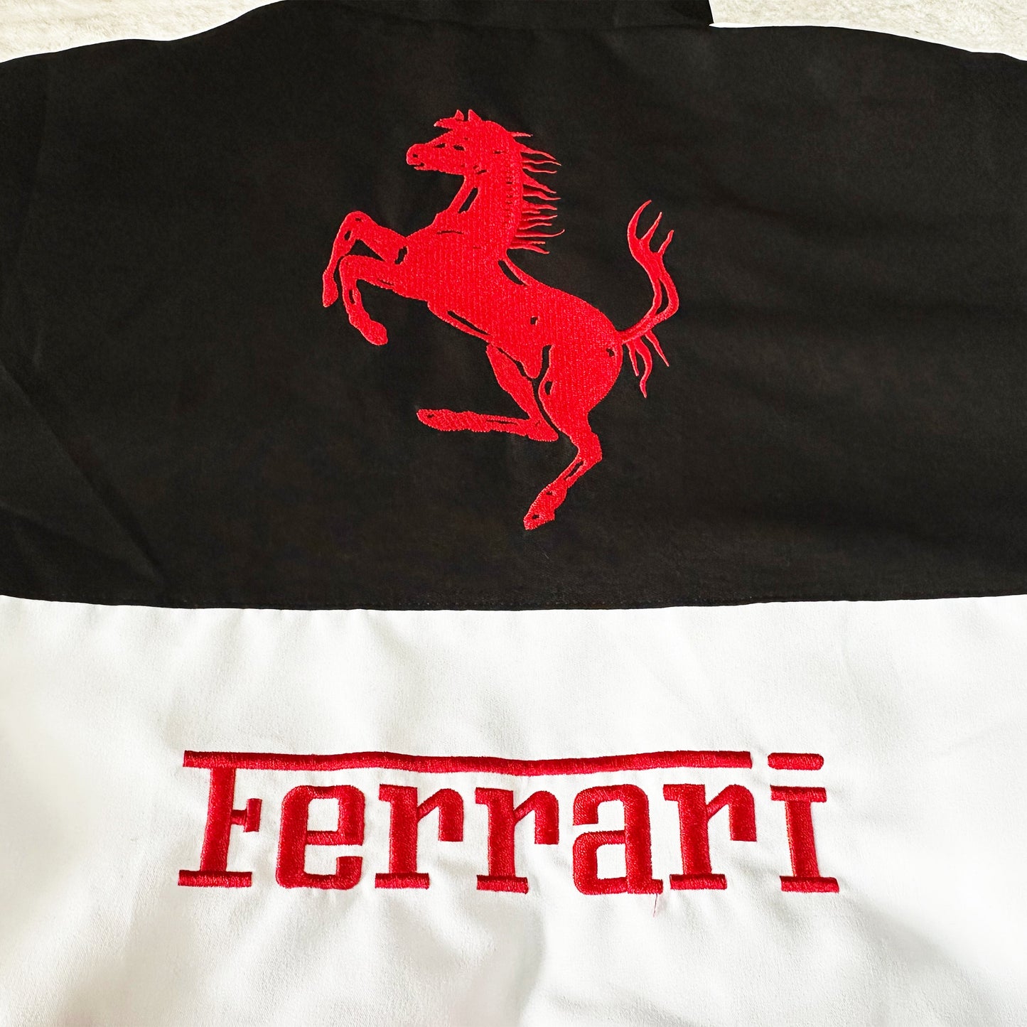 Ferrari Racing Jacket, Embroidered Unisex Jacket - Shell White