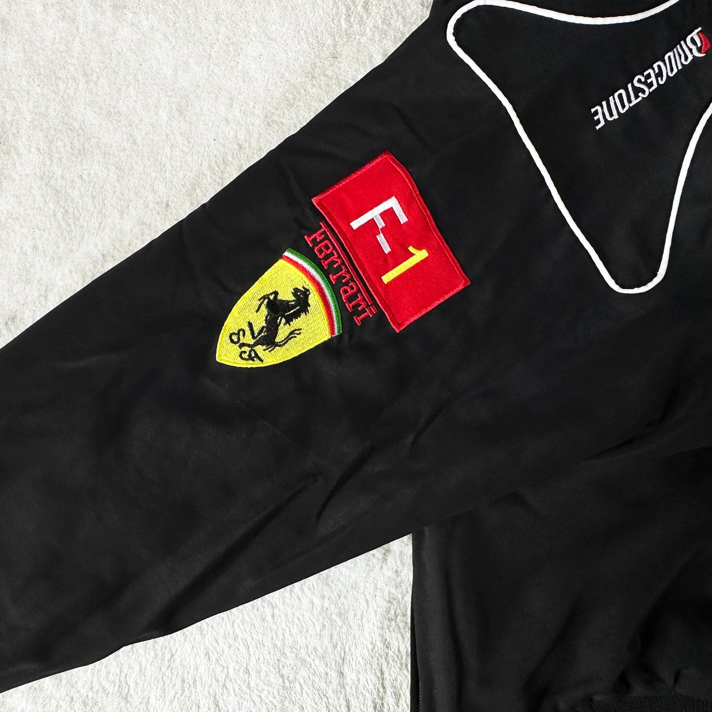 Ferrari Racing Jacket, Embroidered Unisex Jacket - Shell Black