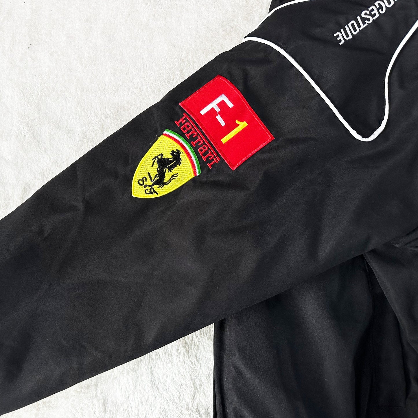 Ferrari Racing Jacket, Embroidered Unisex Jacket - Black