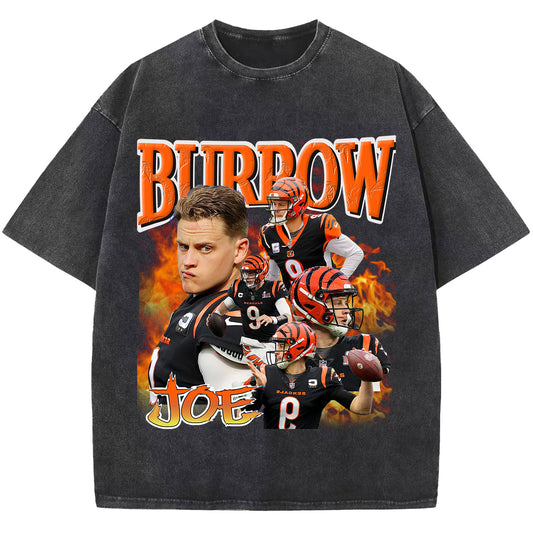 Joe Burrow Washed T-shirt, Vintage FootballT shirt, Tee Shirt, Unisex Short Sleeve