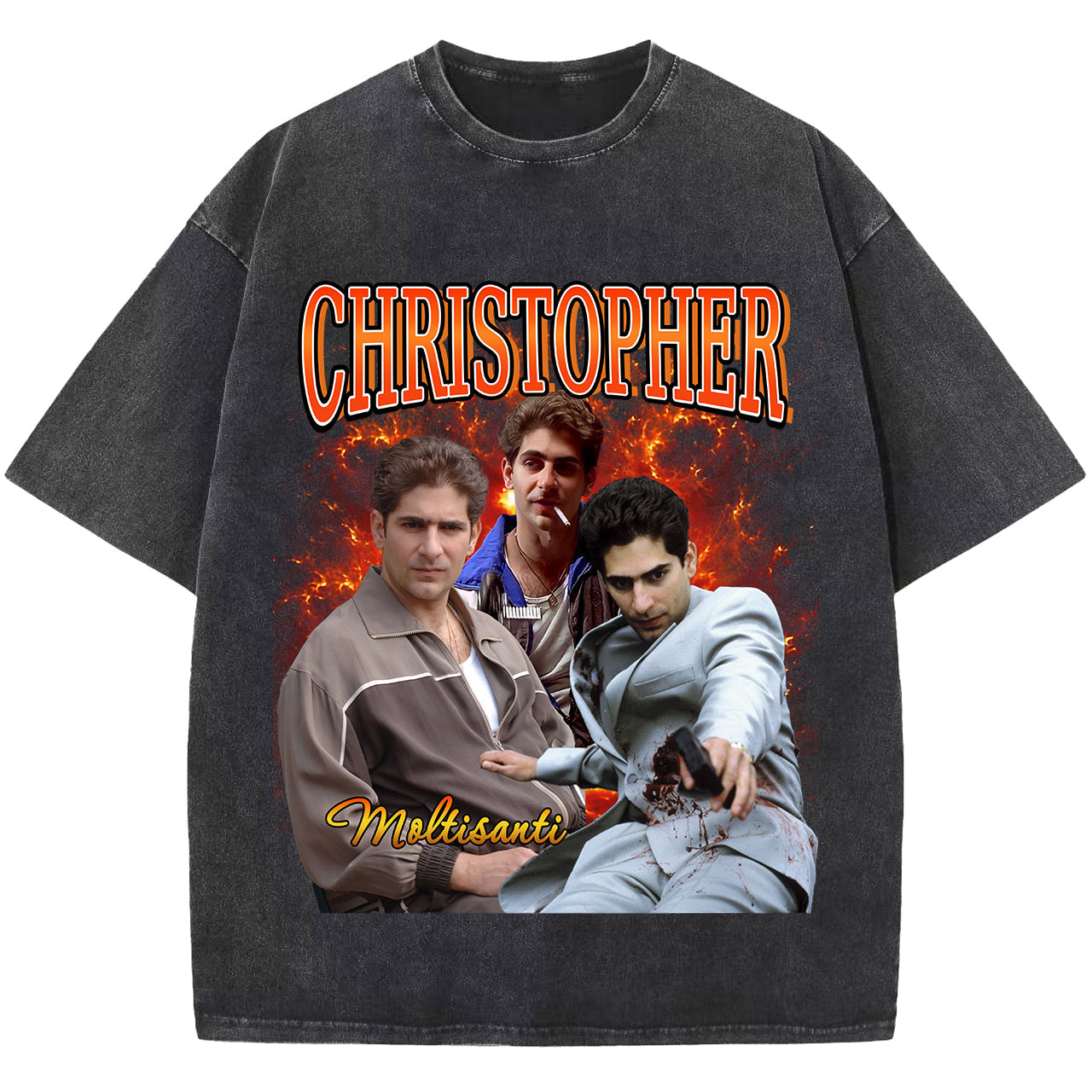 Christopher Moltisanti Washed T-shirt, Vintage T Shirt, Stars Tee Shirt, Unisex Short Sleeve