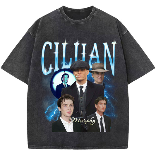 Cillian Murphy Washed T-shirt, Vintage T Shirt, Stars Tee Shirt, Unisex Short Sleeve