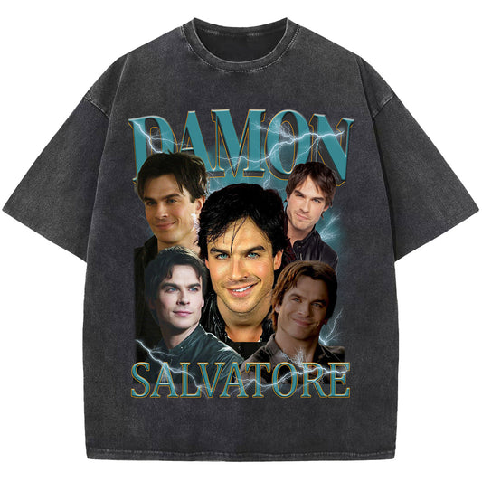 DAMON SALVATORE T-shirt, Vintage T shirt,The Vampire Diaries Tee Shirt, Unisex Short Sleeve