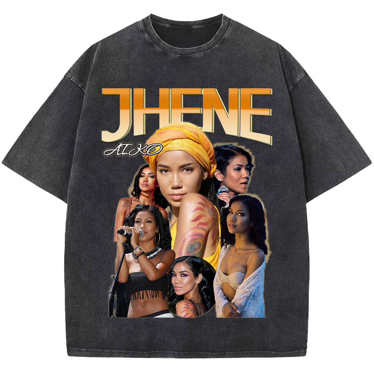 Jhené Aiko T-shirt, Vintage Washed Black T shirt, Singer Tee Shirt, Unisex Short Sleeve