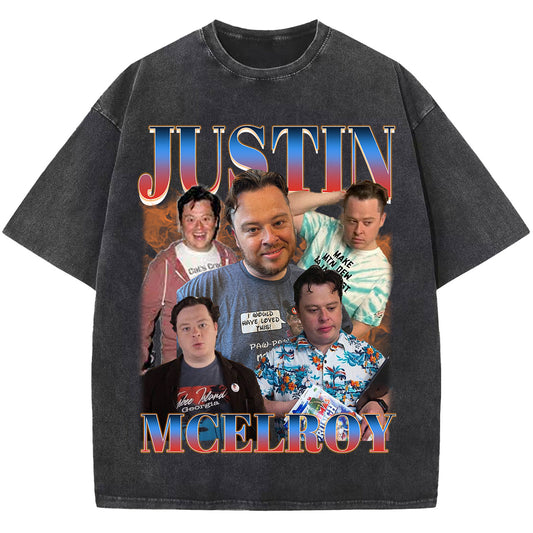 Justin McElroy Washed T-shirt, Vintage T Shirt, Stars Tee Shirt, Unisex Short Sleeve