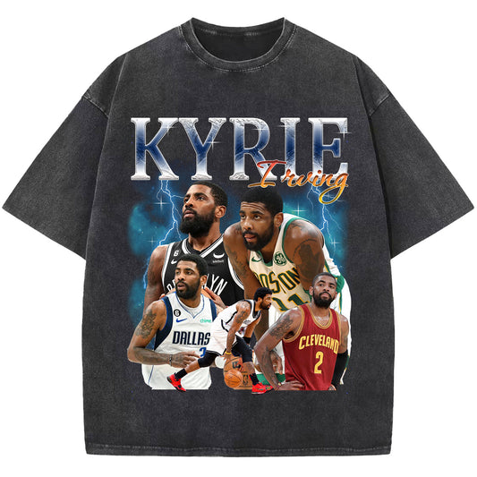 Kyrie Irving Washed T-shirt, Vintage Sport T Shirt,Basketball Tee Shirt, Unisex Short Sleeve