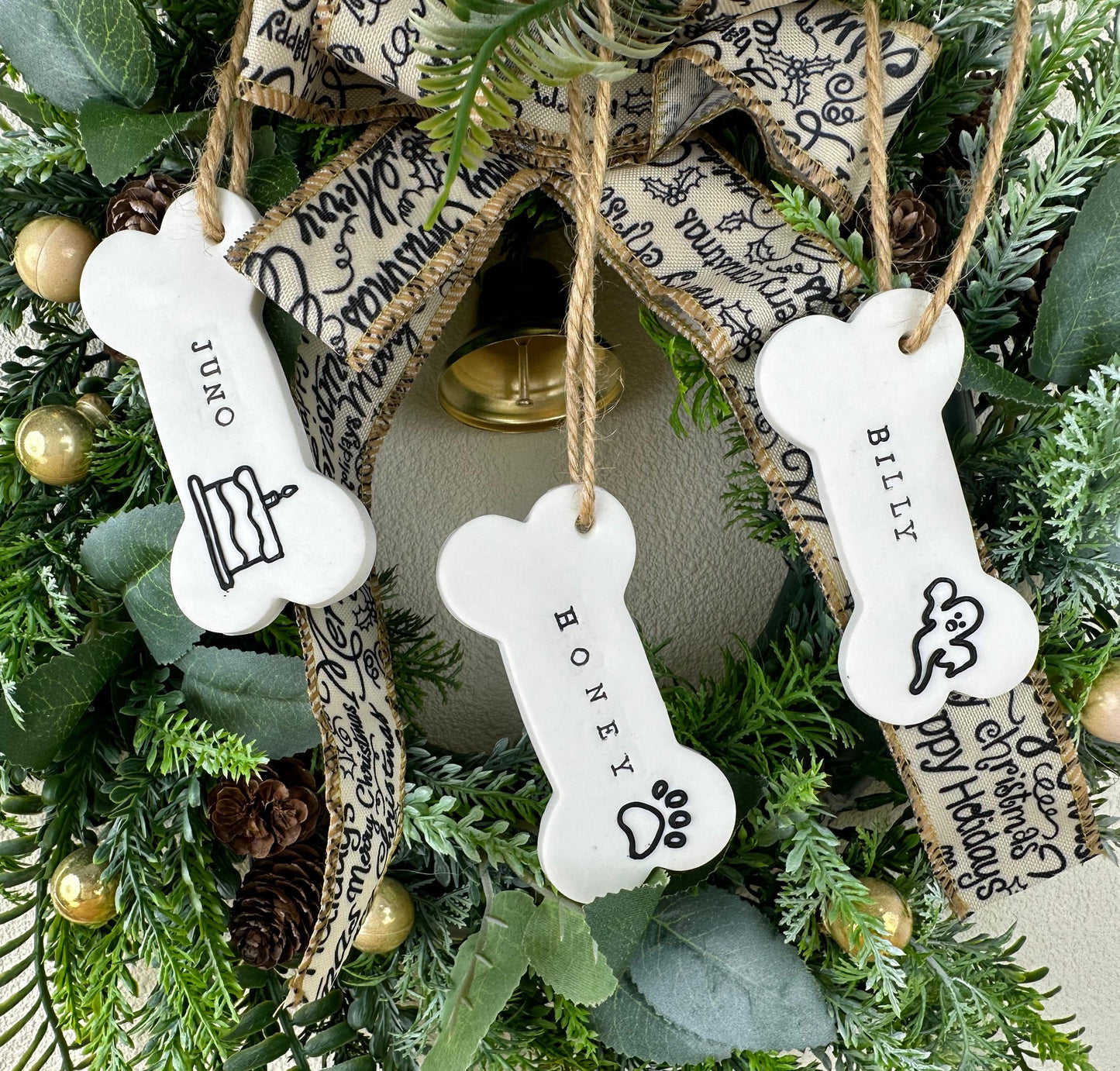 Personalized Custom Dog Bone Decoration,Clay Tree Ornaments,Dog Bone Hanging Christmas Decor,Decoration Gift,Christmas Gift for Dog