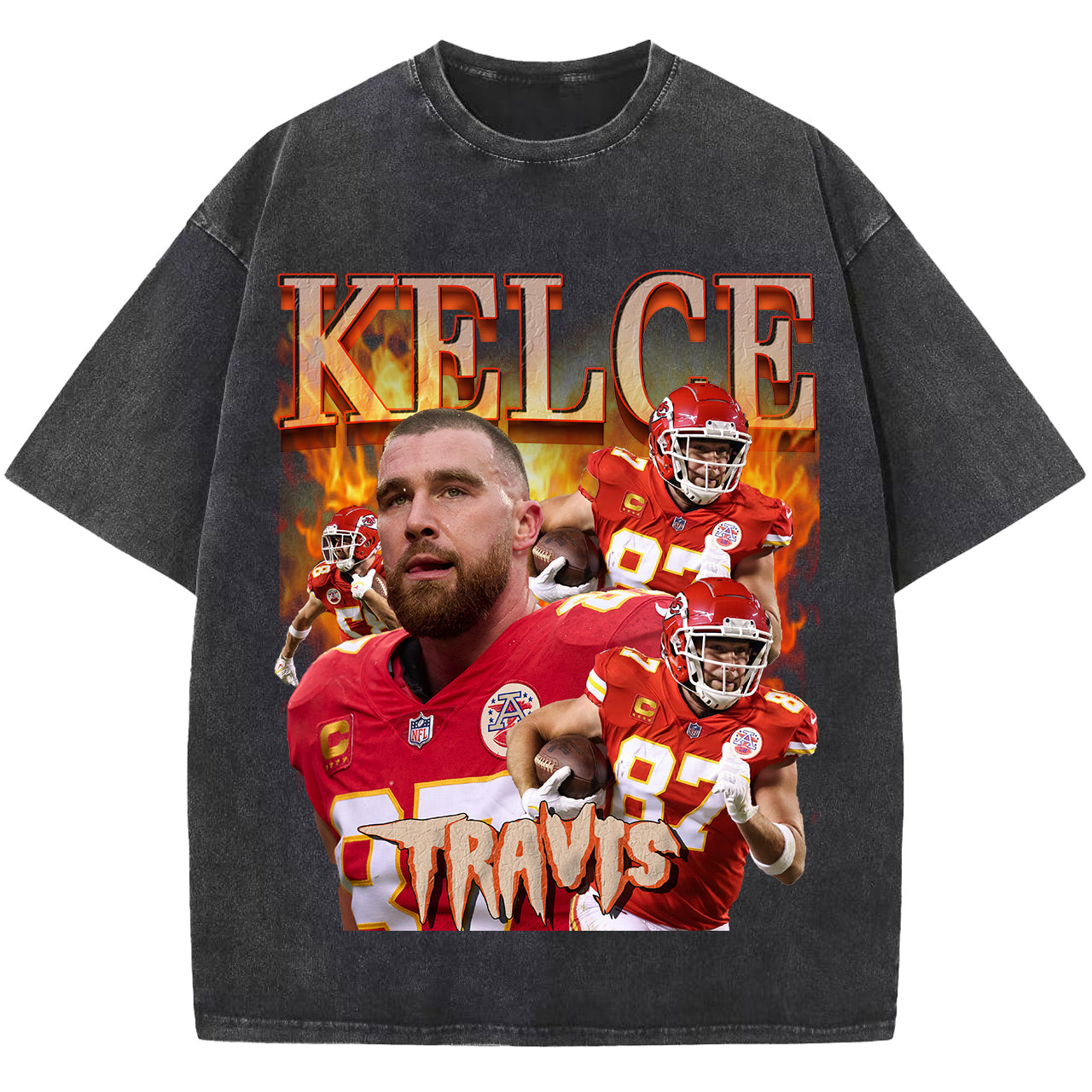 Kelce Tracis Washed T-shirt, Vintage Sport T Shirt,Football Tee Shirt, Unisex Short Sleeve